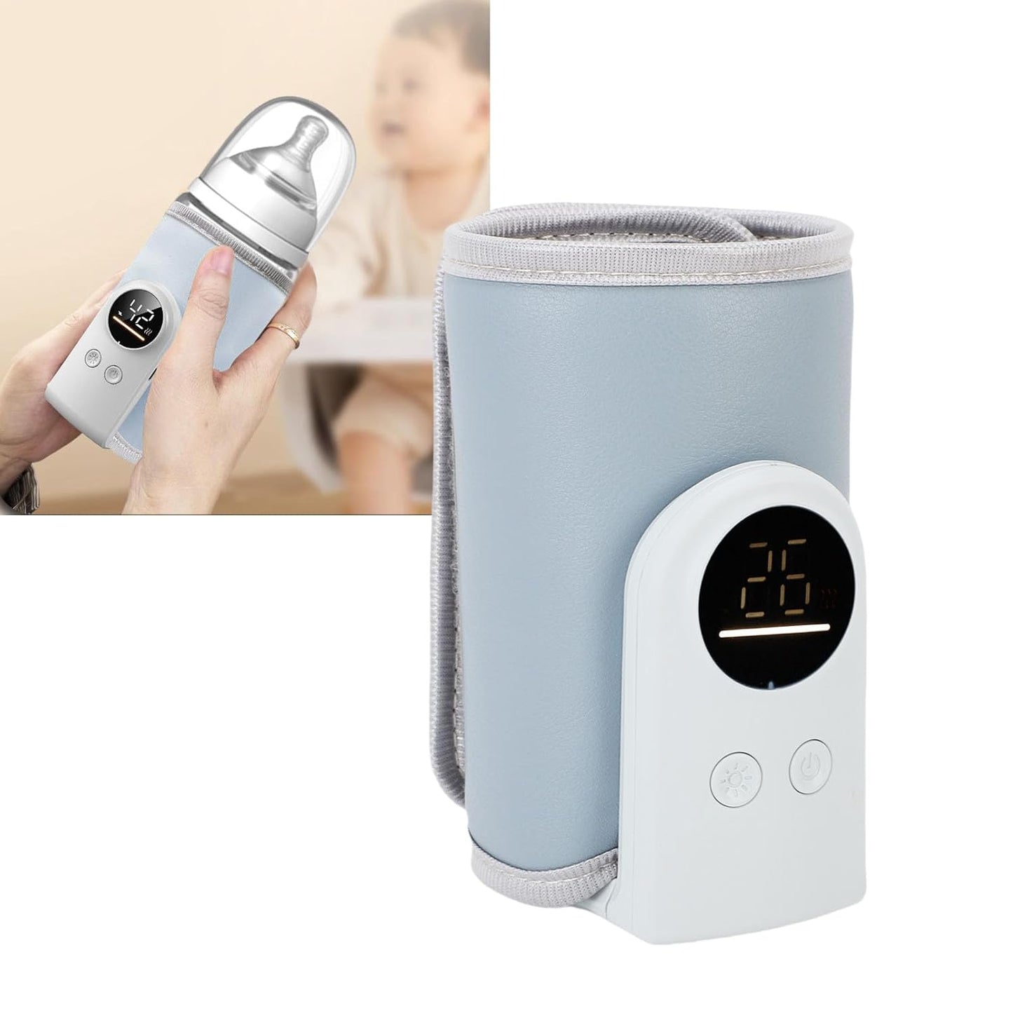 USB Powered Baby Bottle Warmer, 18W Fast Heating Adjustable Constant Temperature Portable Bottle Warmer Universal for Home and Travel (Type 2)