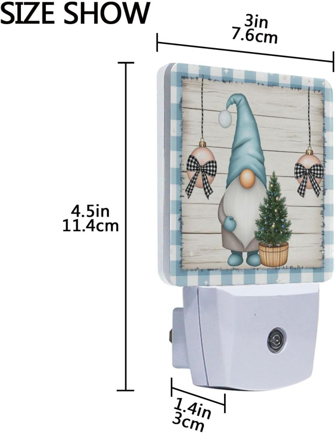 Aslsiy Night Light for Kids Blue Gnomes Snow Christmas (8) Plug in Wall Lamp LED Dusk to Dawn Sensor Energy Saving Nightlight for Boys Girls Men Women