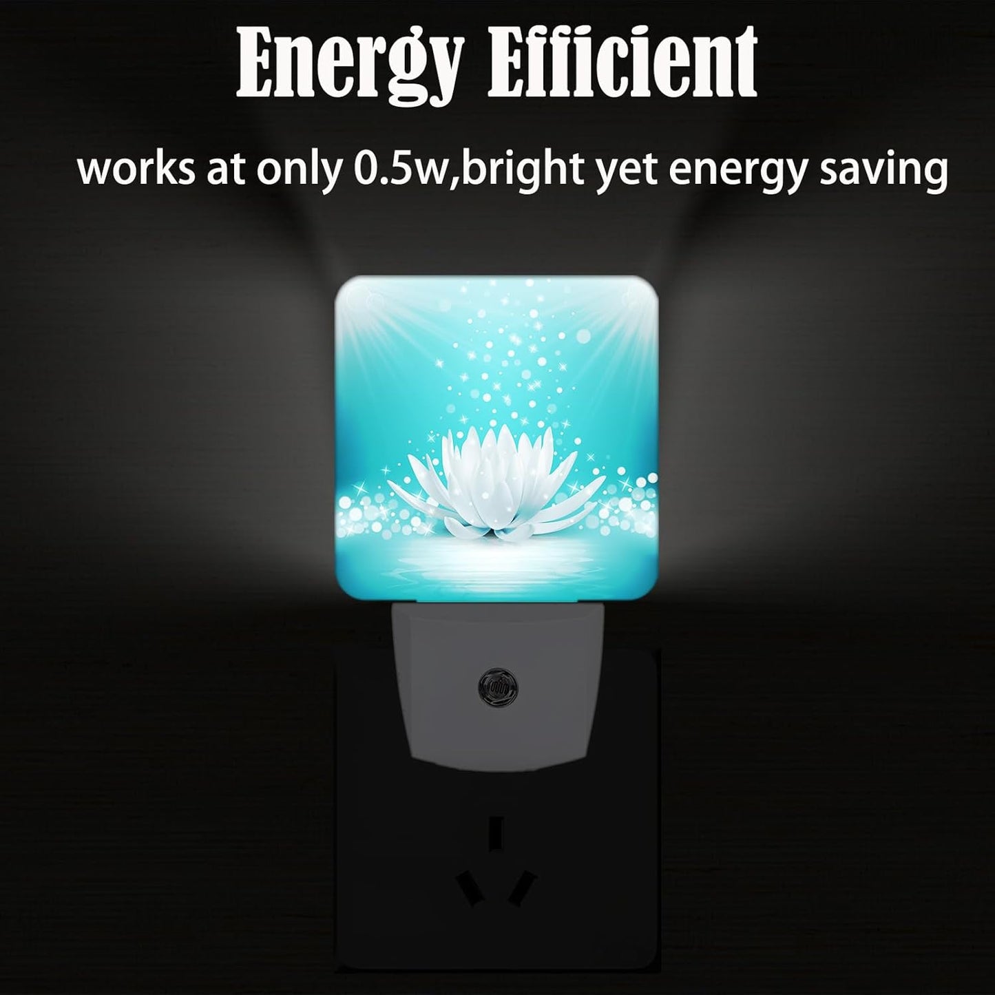 Sparkle Blue Zen Lotus Flower Night Light,Plug Into Wall Decor for Stairway,Hallway,Kitchen,Dusk to Dawn Sensor Nightlights for Boys/Girls/Women/Men Room Gifts