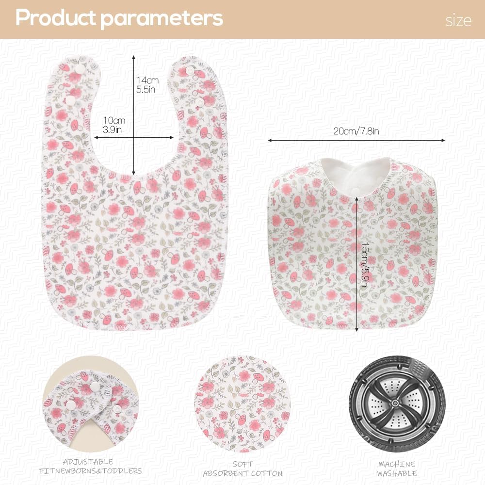 8 Pack Baby Bibs Unisex Adjustable with Snaps Ultra Soft Absorbent Drooling Teething for Boys and Girls