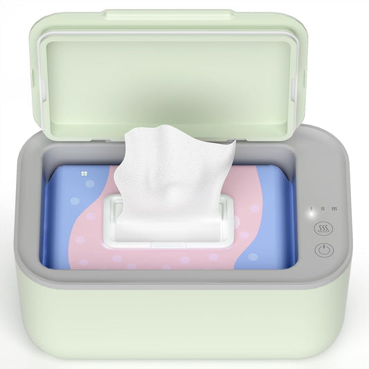 Baby Wipe Warmer, 3-Level Temperature Control, Quiet and Even Heating, Large Capacity for Diaper Changes – Green