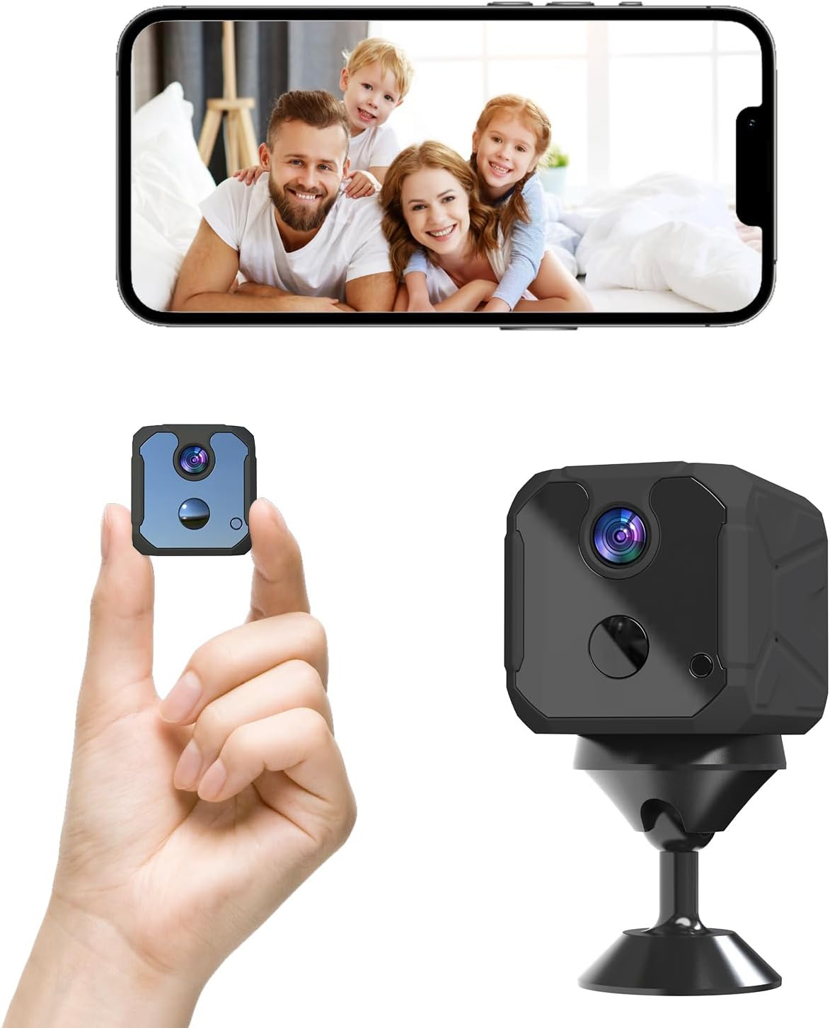 ZHENHAN 1440P HD Mini Wireless Camera Indoor Security Rechargeable Camera Motion Detection, Night Vision, 100-Day Battery, Cloud/SD Storage & App Control Nanny/Pet/Baby Monitor(Black)