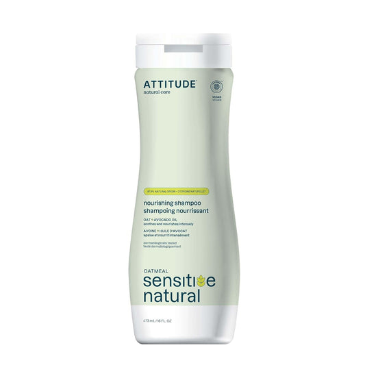 ATTITUDE Hair Shampoo for Sensitive Dry Scalp, EWG Verified, Soothing Oat, Dry and Damaged Hair, Naturally Derived Ingredients, Vegan and Plant-Based, Nourishing, Avocado Oil, 16 Fl Oz