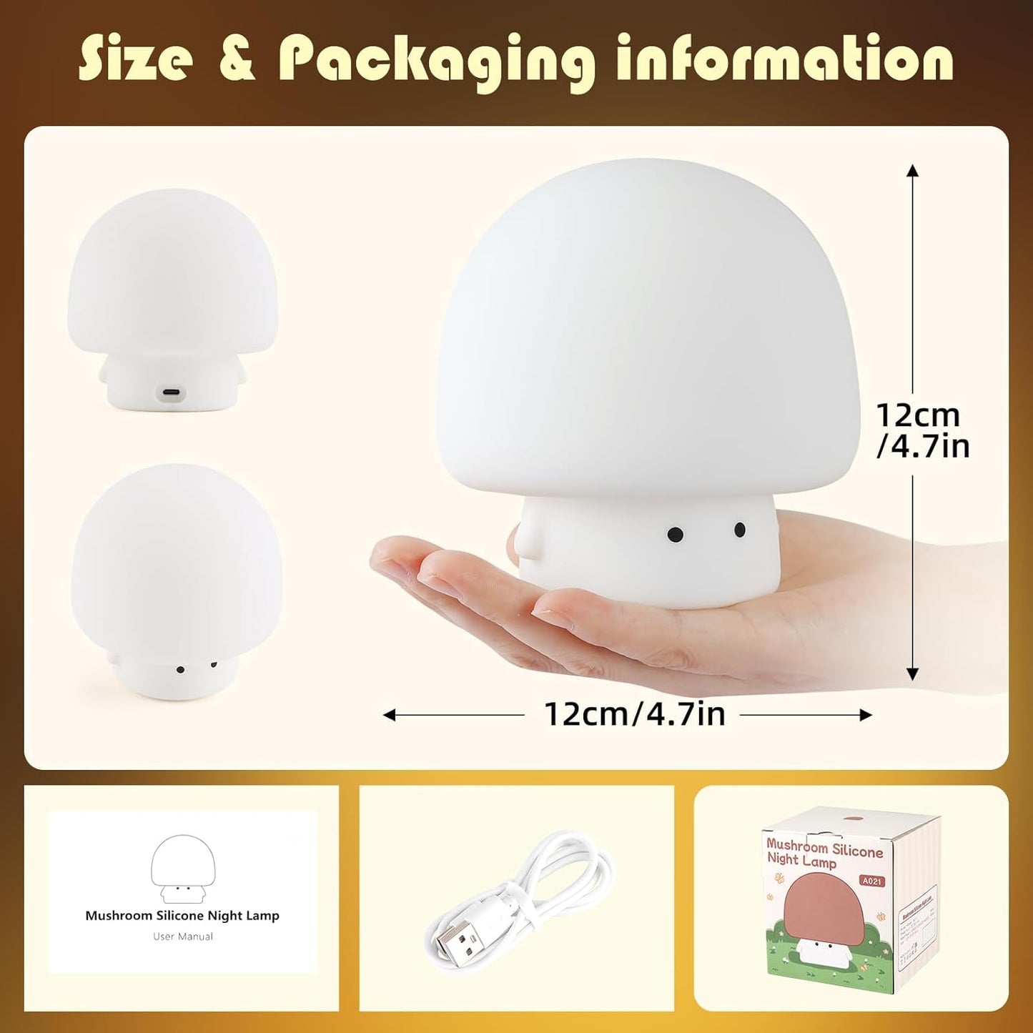 YISUN Mushroom Night Light, Cute Silicone Nightlight for Baby Toddler, Rechargeable LED Nursery Lamp with Timer, 3 Level Dimmable Soft Squishy Night Lamp Gift for Bedroom Kids Room Decor