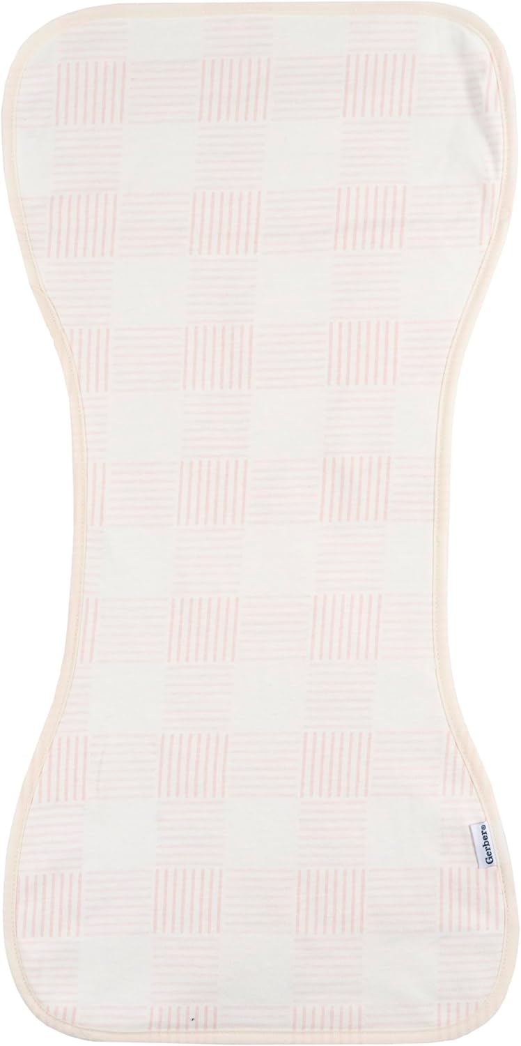 Gerber Baby Unisex Burp Cloths 5-Pack, Pink, Size 10.5" x 21"