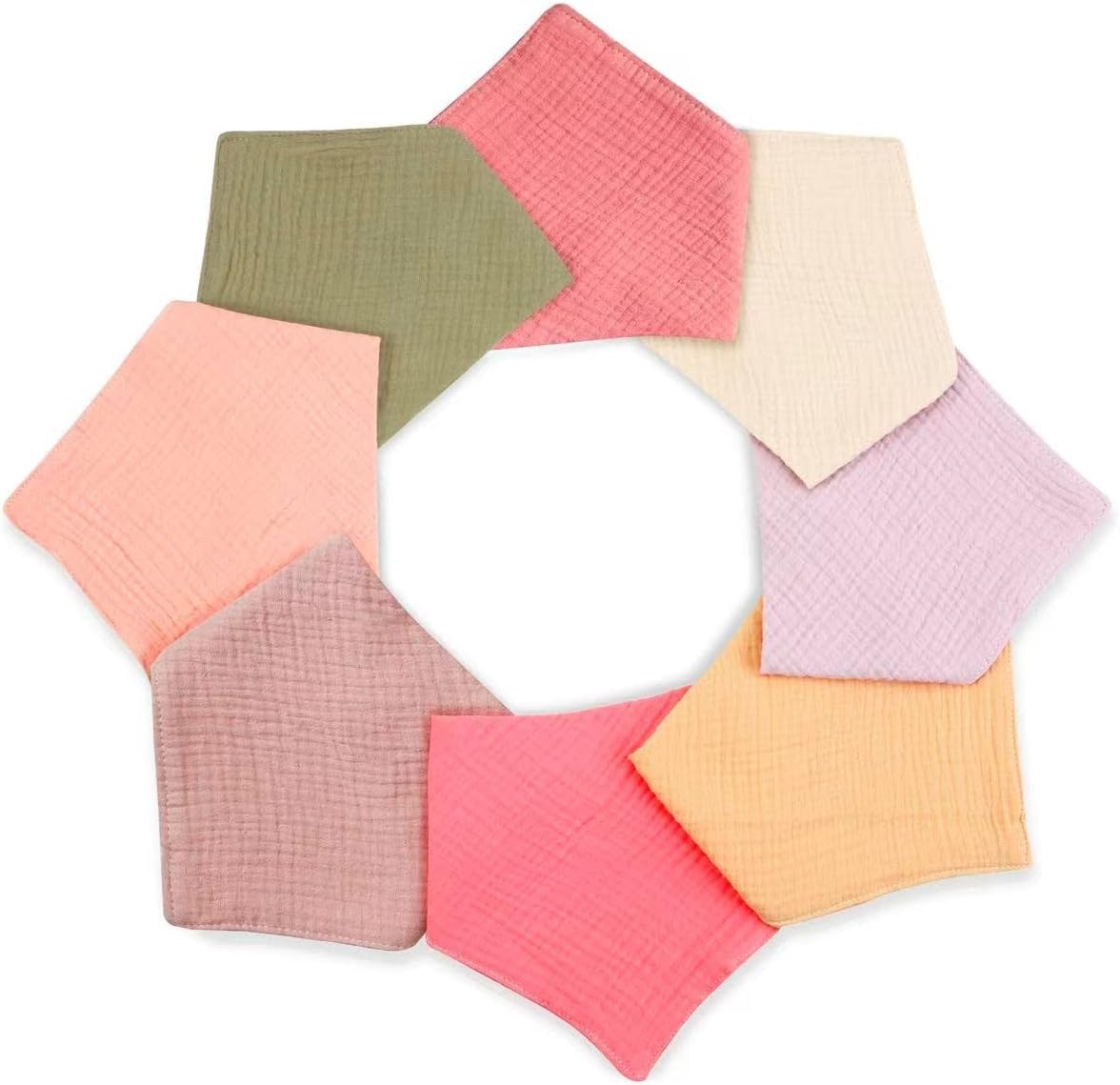 PandaEar 8 Pack Muslin Bibs for Baby Girls, 100% Cotton Baby Bandana Bibs for Newborns, Absorbent Burp Cloths for Teething & Drooling