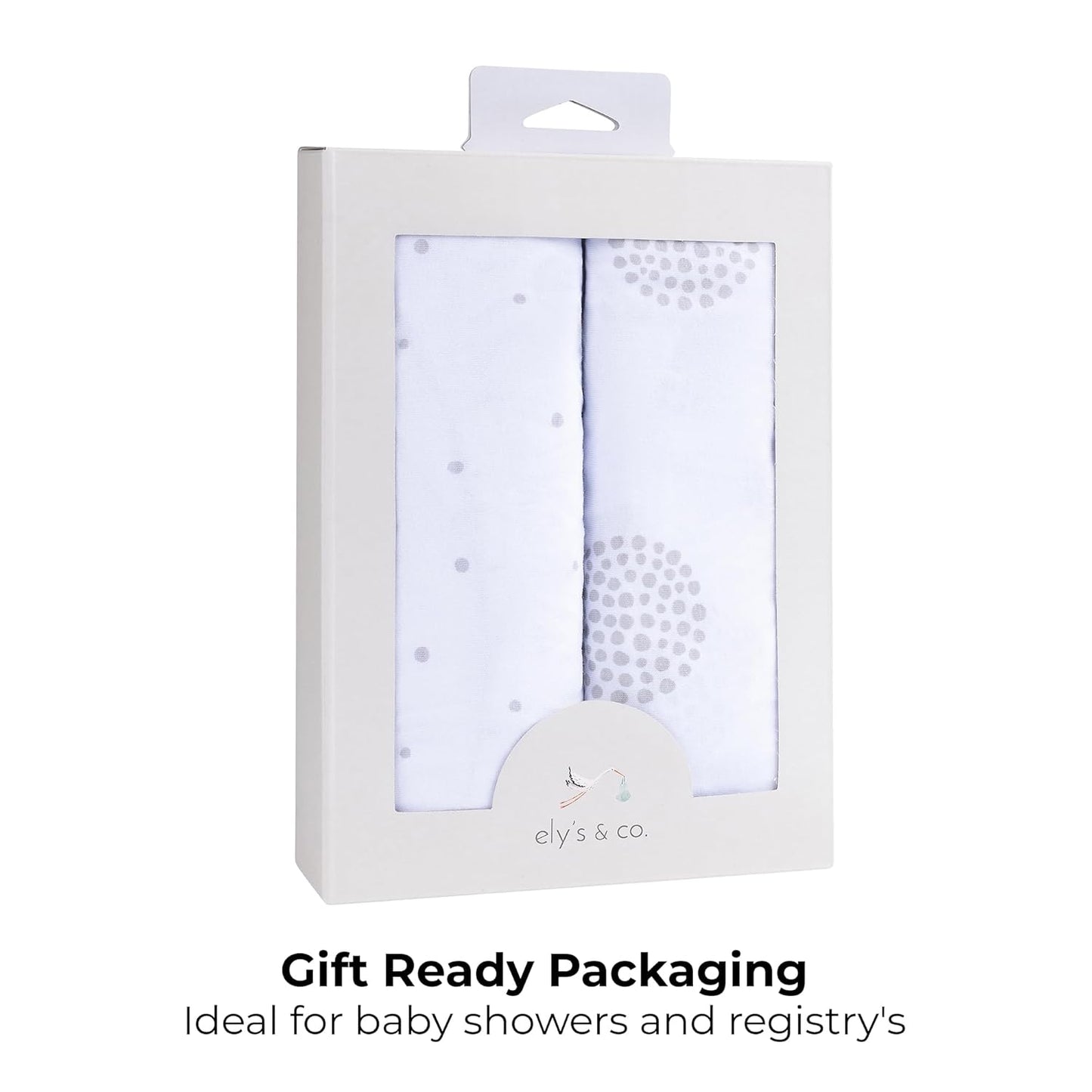 Ely's & Co. Pack N Play,Playard,Portable Crib Sheet 2-Pack Combed Jersey Cotton for Baby Boy or Baby Girl (Grey Dottie)