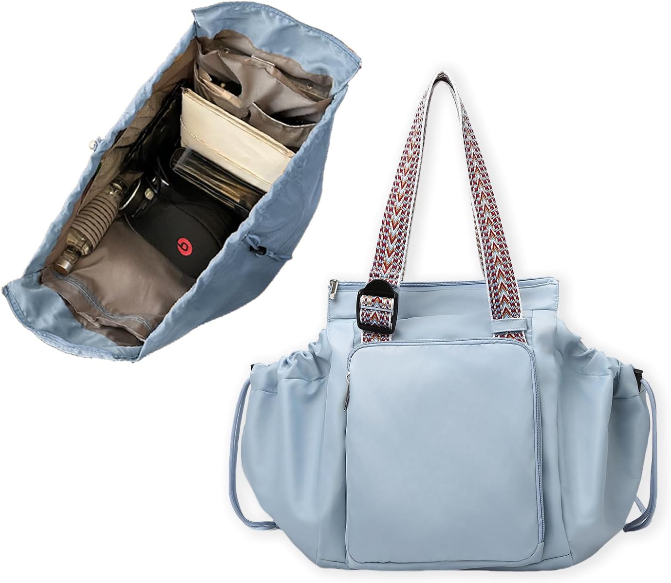 Diaper Bag Tote for Moms & Women, Large Capacity Multi-Functional Tote with 16 Compartments, Convertible Backpack & Shoulder Bag for Work, Travel, Shopping & Picnic (Sky Blue)