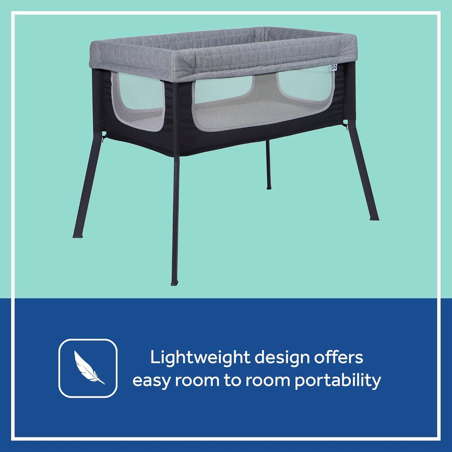 SEALY BABY Cozy Soft Breathable Bassinet & Bedside Sleeper Bed, Lightweight Airy Mesh Newborn Crib, Safe & Comfortable for Room Sharing, Storage Pocket, Tool-Free Assembly