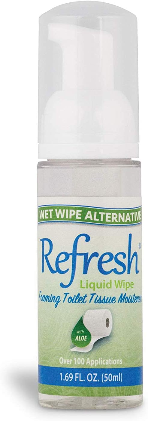 Refresh Liquid Wipe: Toilet Paper Foam | Eco-Friendly Flushable Wet Wipe Alternative | Cleanses and Soothes with Witch Hazel and Aloe | Plumbing & Septic Safe | 50ml | 1.69 oz | 1 Pack