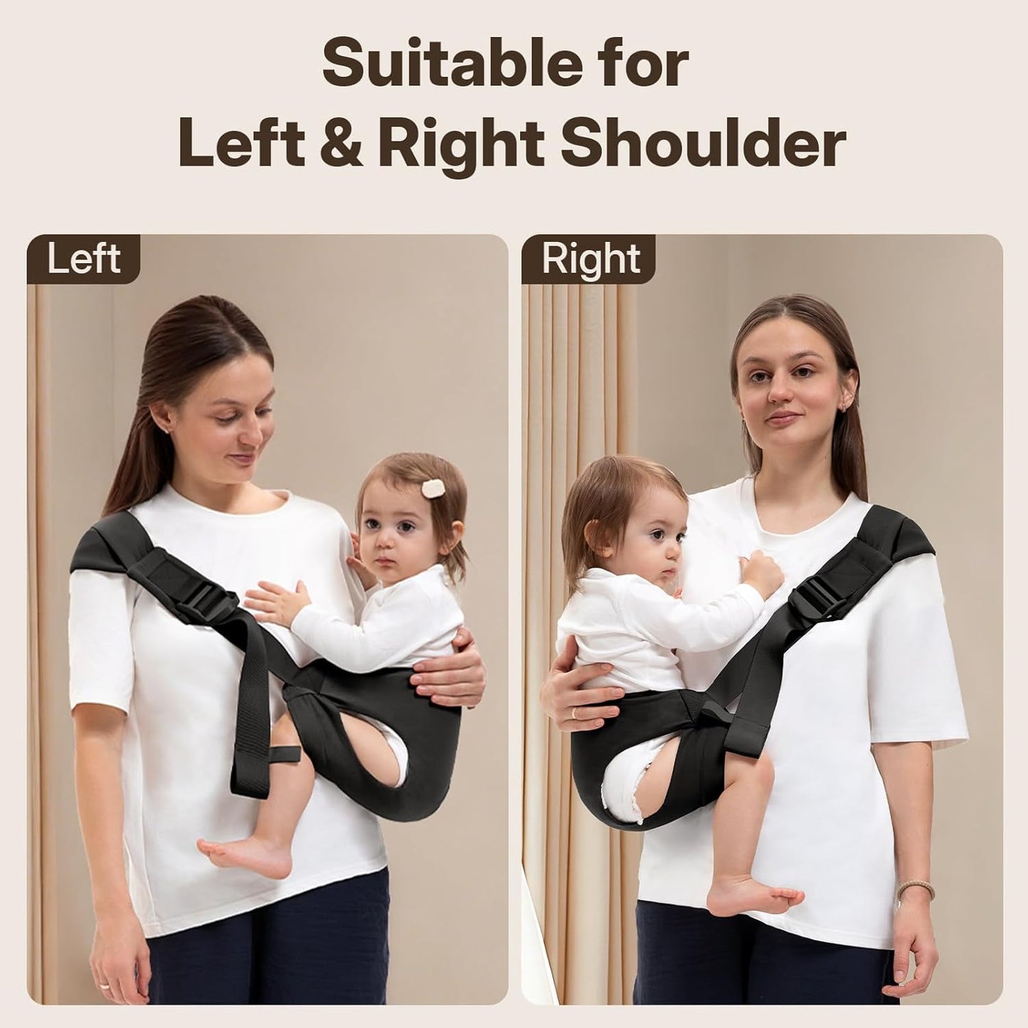 Toddler Carrier for 25-60 lbs,Comfortable&Lightweight Baby Sling Carrier,Adjustable with Left/Right Shoulder Straps,One Size Fits All,Ideal for Shopping and Travel-Black
