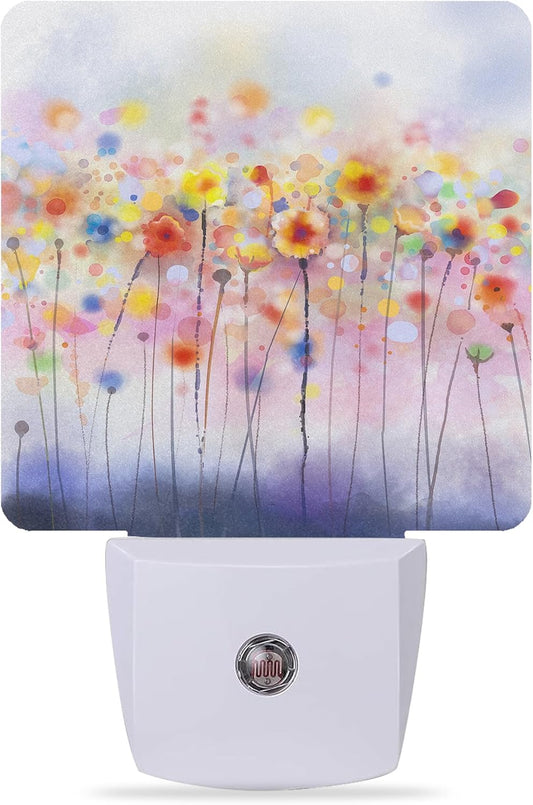 Night Light,Abstract Watercolor Floral Night Lights Plug into Wall Dusk to Dawn Sensor Led Lamp for Women Men,Led Lights for Stairway/Hallway/Bedroom,0.5W