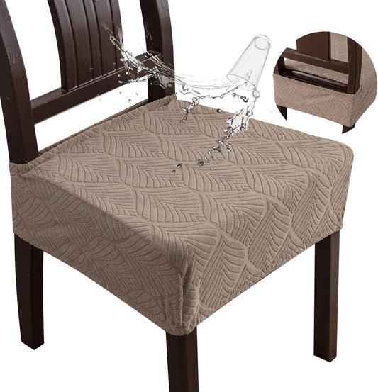Removable and Washable Seat Covers for Dining Room Chairs Set of 4 - Waterproof Stretch Chair Seat Slipcovers, No Back Covers