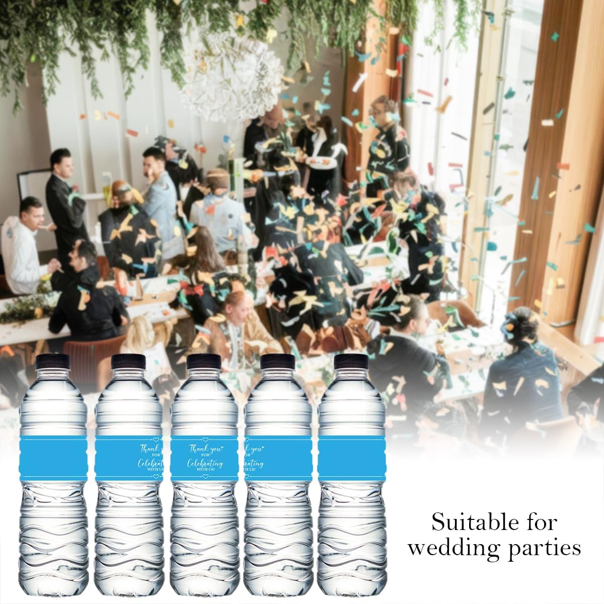 100PCS Wedding Water Bottle Labels Waterproof Greenery Floral Wraps Sticker for Water Bottle Baby Shower Bottle Label for Bridal Shower Party Thanks A16