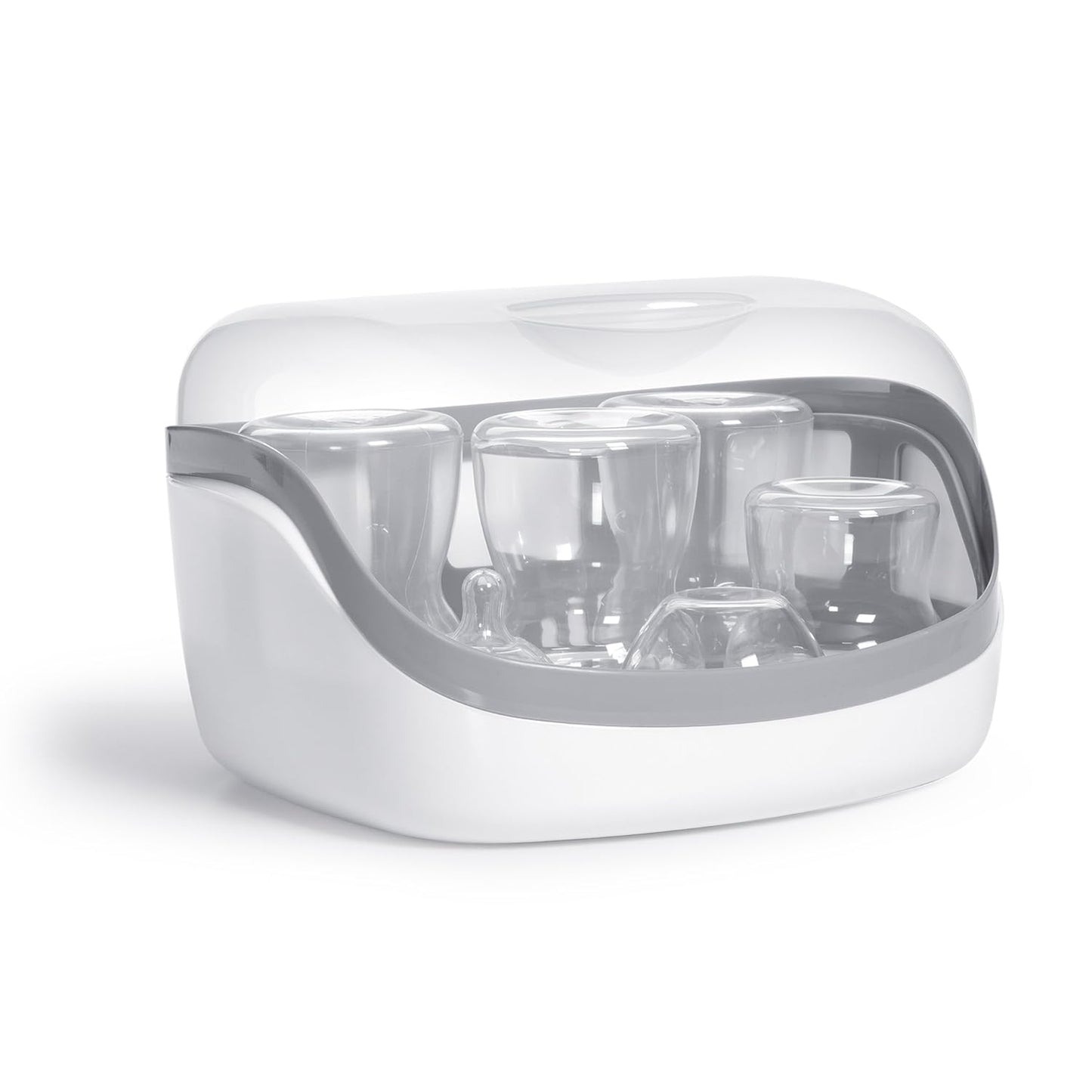 Microwave Steam Sterilizer - Removes 99.9% of Dirt Quickly and Naturally with The Power of steam, White/Grey