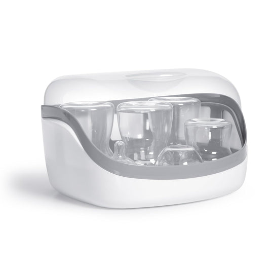 Microwave Steam Sterilizer - Removes 99.9% of Dirt Quickly and Naturally with The Power of steam, White/Grey