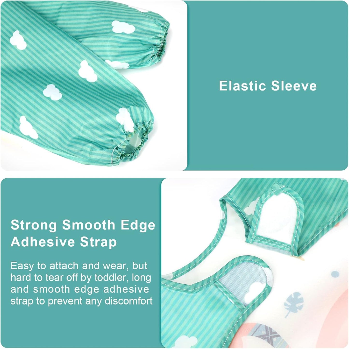 Accmor Long Sleeve Baby Bibs, Waterproof Sleeved Bibs Smock for Toddler Baby Girls Boys Eating Feeding