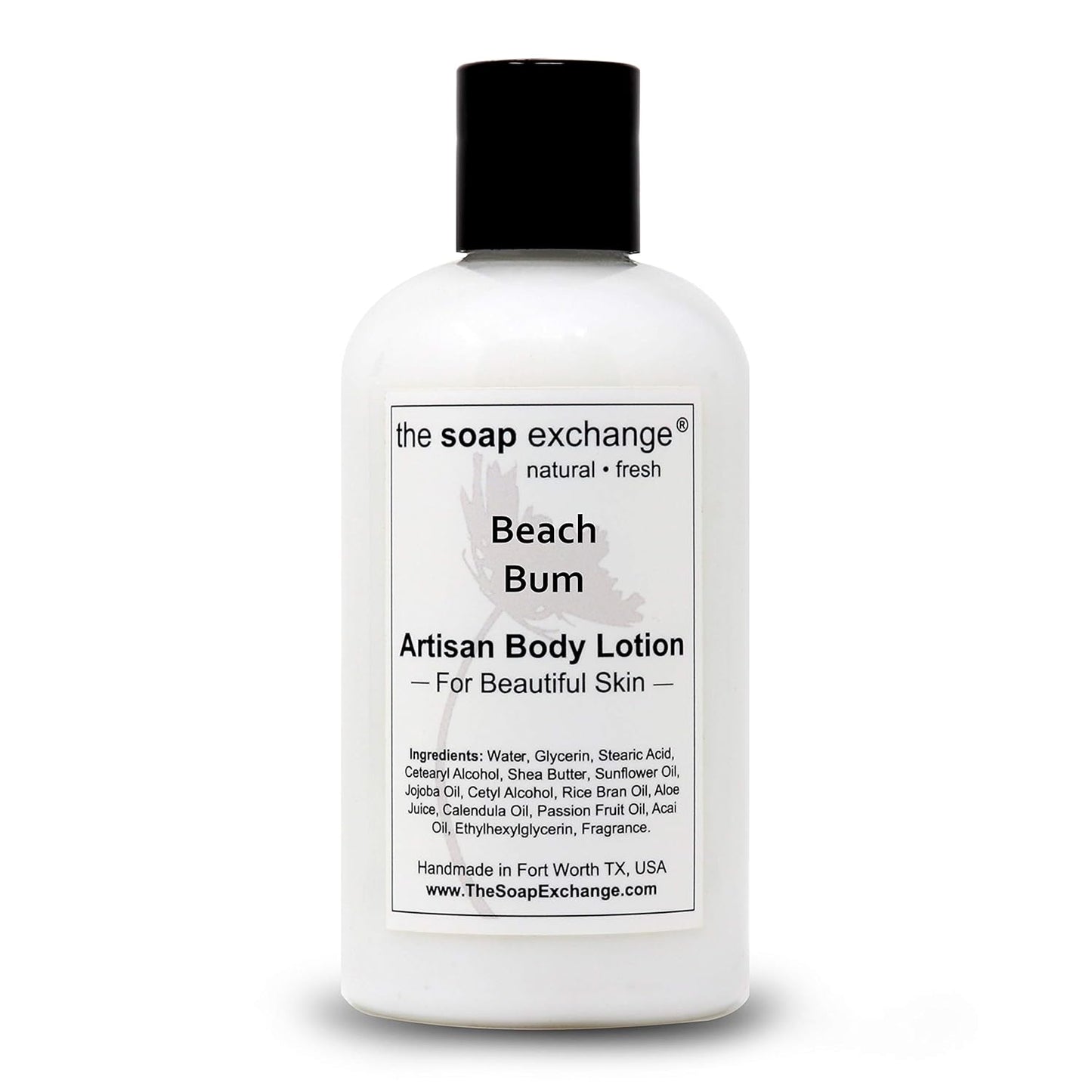 The Soap Exchange Body Lotion - Beach Bum Scent - Hand Crafted 8 fl oz / 240 ml Natural Artisan Skin Care for Hand, Face, & Body, Moisturize, Hydrate, & Protect. Made in the USA.