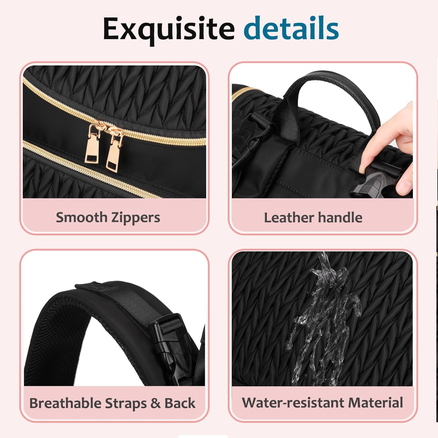 Large Capacity Diaper Bag Backpack with Stroller Buckle, Water-Resistant Travel Baby Bag with Insulated Pockets (modern, Black-lightgold)