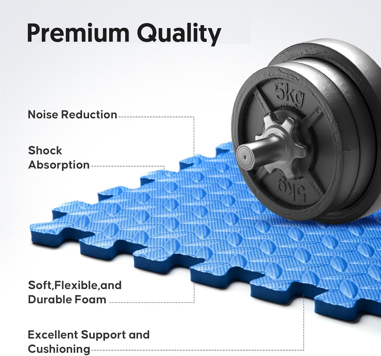 Home Gym Mat, Puzzle Exercise Mat, of EVA Interlocking Foam Floor Tiles for Home Workout Equipment and Kids' Play Areas - Blue, 24 in x 24 in x ½ in - 16 Tiles (Blue, 16 Pack 64 sq ft)
