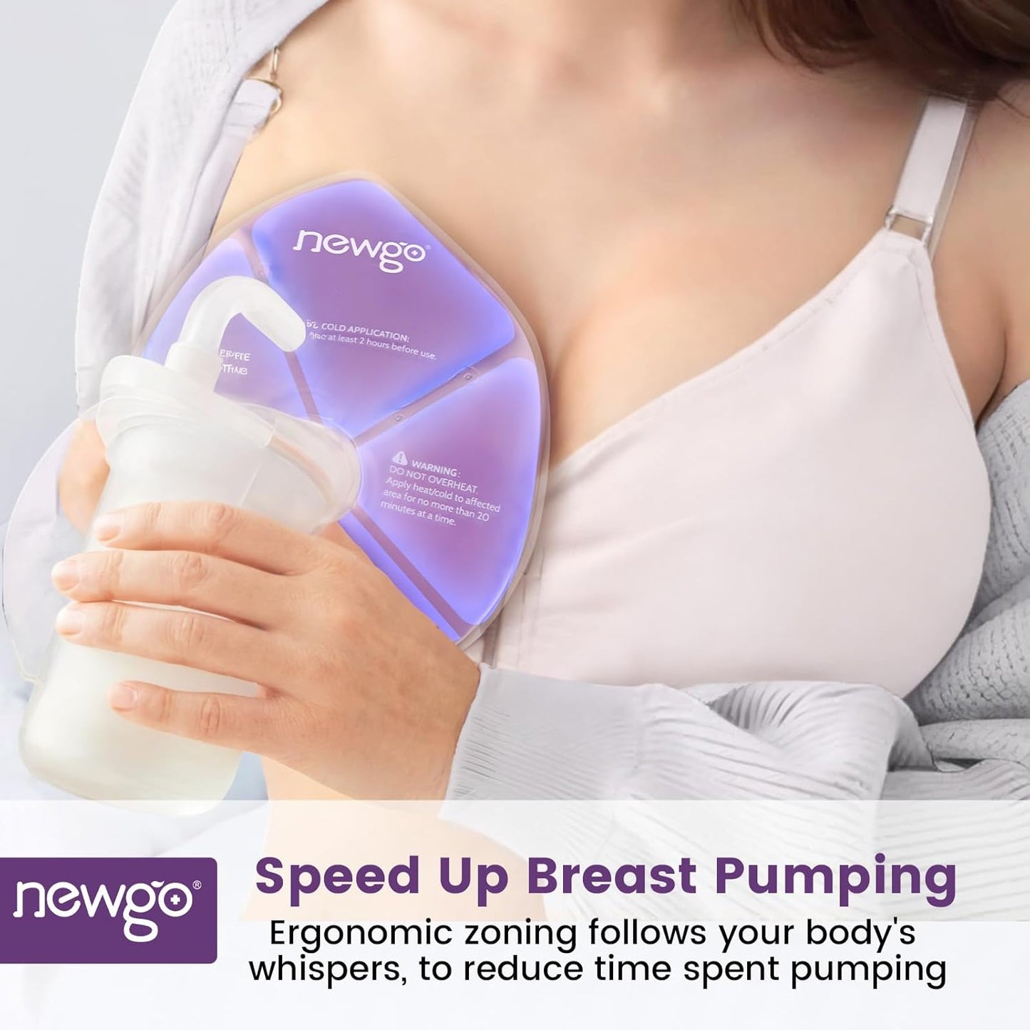 NEWGO Large Breast Therapy Pads, Hot & Cold Gel Ice Packs for Breastfeeding, Postpartum Nursing, Engorgement, Mastitis, Pain Relief Breast Pads with Soft Covers, 2 Pack