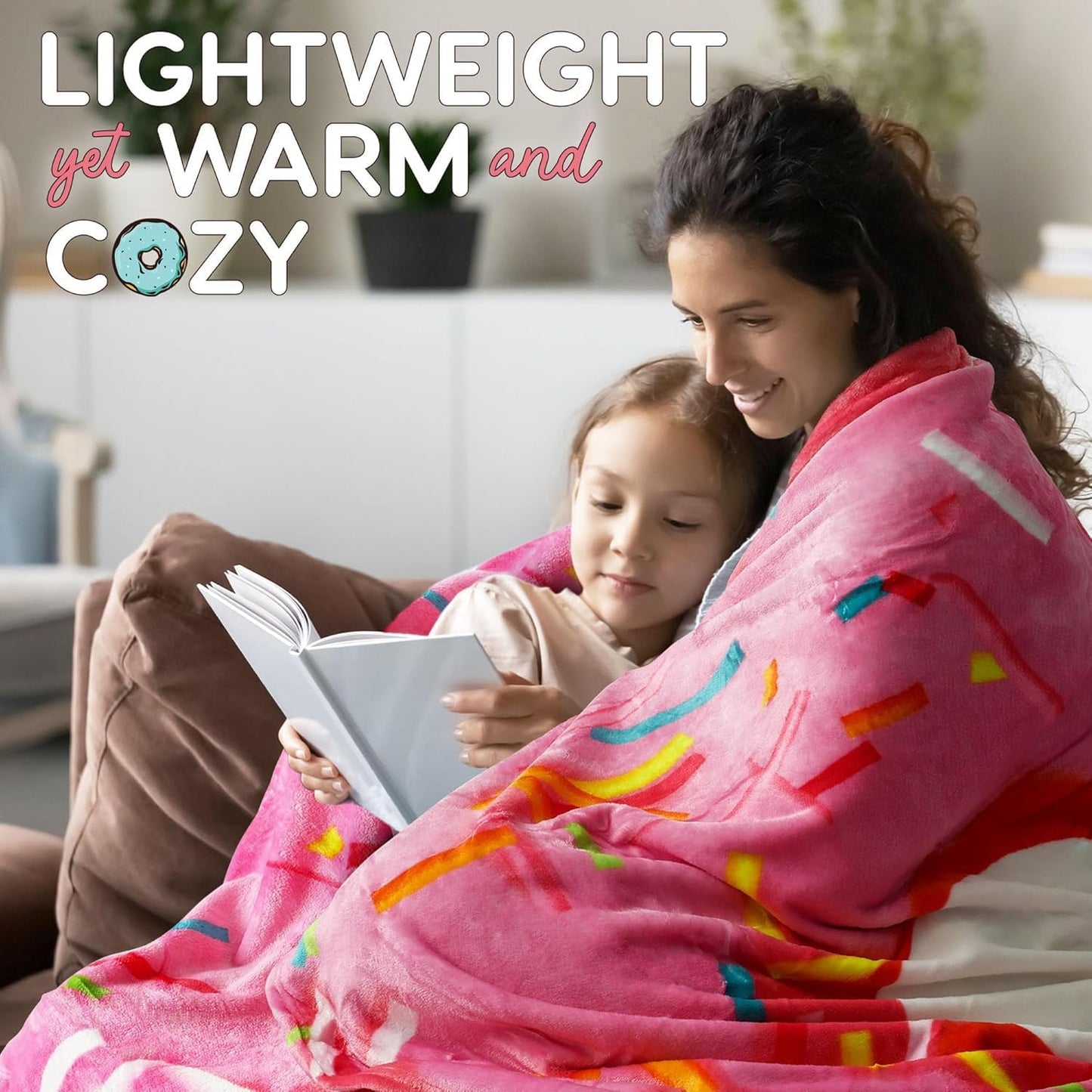 Zulay Premium Soft Flannel Round Pink Glazed Donut Blanket - Adult and Kids - 71 Inches