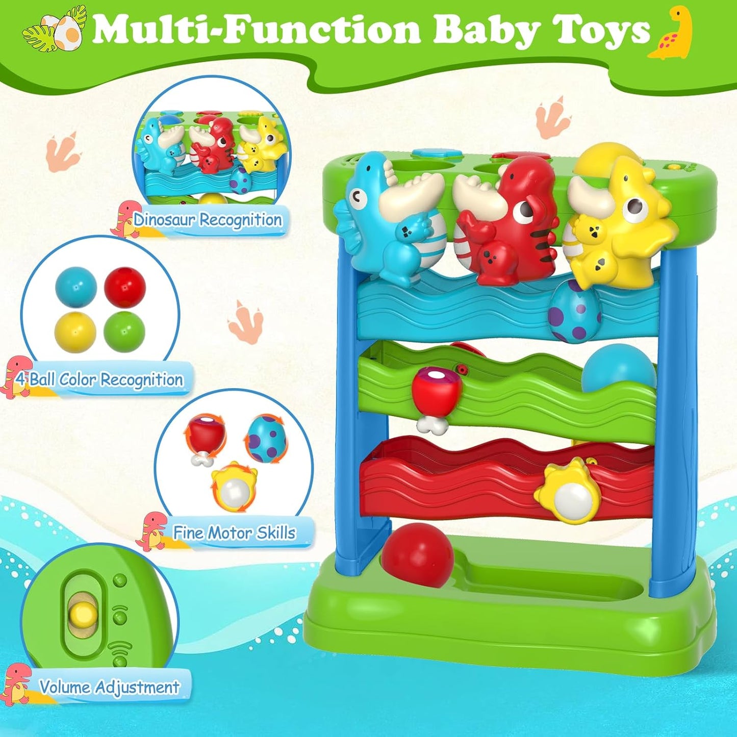 Toys for Toddlers 1 2 3 Years Old Boys & Girls Musical Toy for Kids 12-18 Months Interactive Montessori Toys with Light & Sound,Christmas Birthday Gifts