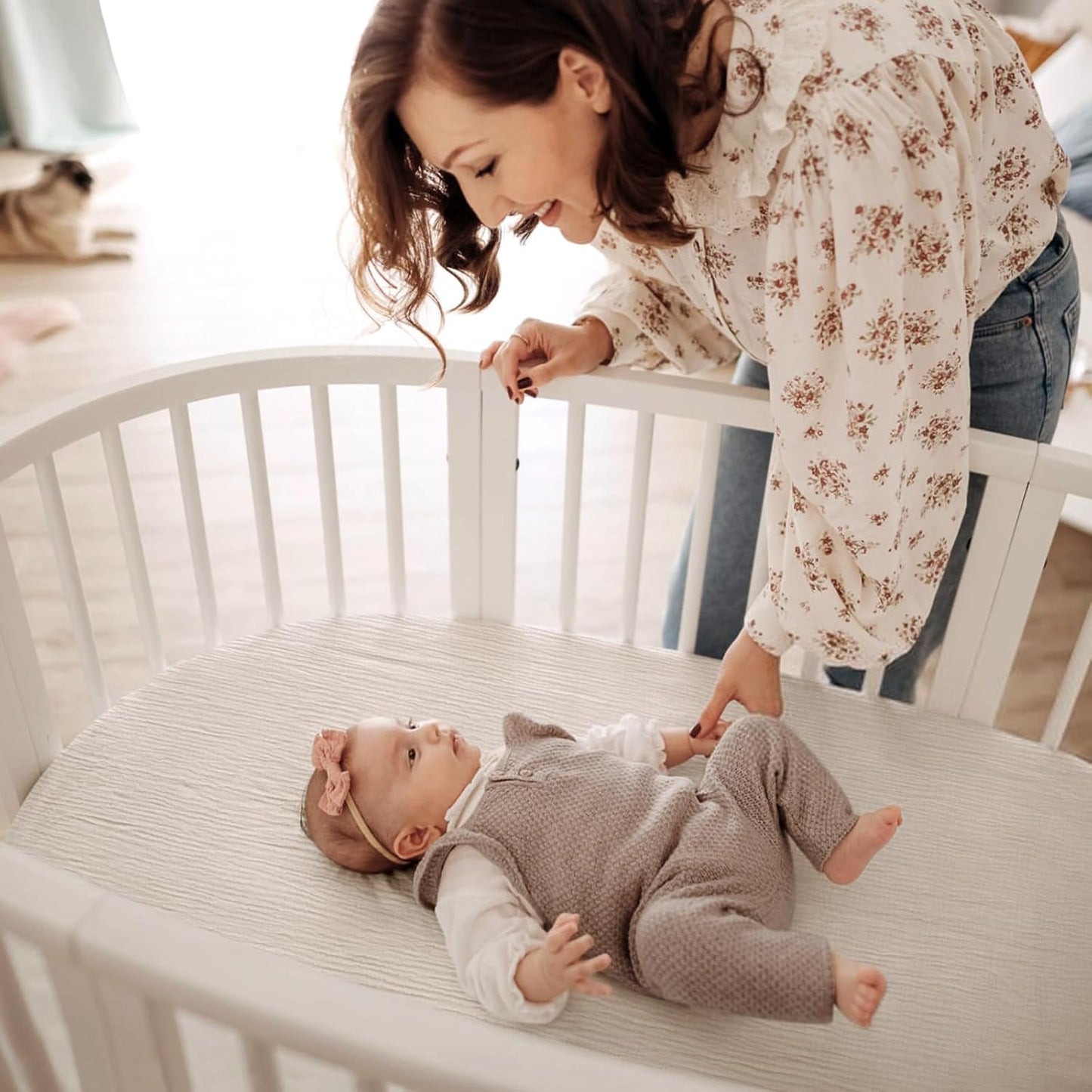 lulumoon Muslin Bassinet Sheets for Baby: Soft & Skin-Friendly Cotton Sheets for Boys and Girls - Fitted for MiClassic & Milliard Bassinet and Large Bedside Sleepers