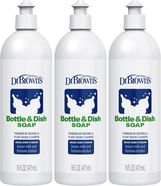 Dr. Brown's Bottle & Dish Soap for Baby Bottles and Baby Accessories, Plant-Derived, Fragrance-Free, 16 fl oz, 3 Pack