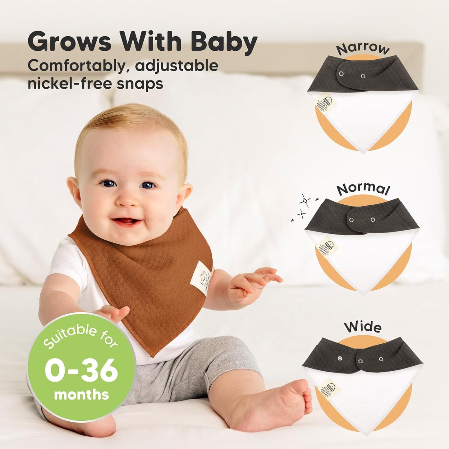 KeaBabies 8-Pack Bandana Bibs for Baby Girls, Boys - Organic Cotton Baby Bibs for Drooling & Teething Newborn, Toddler, Infant 0-36 months, Extra Soft, Absorbent Cloth with Snaps (Basic/Quin)