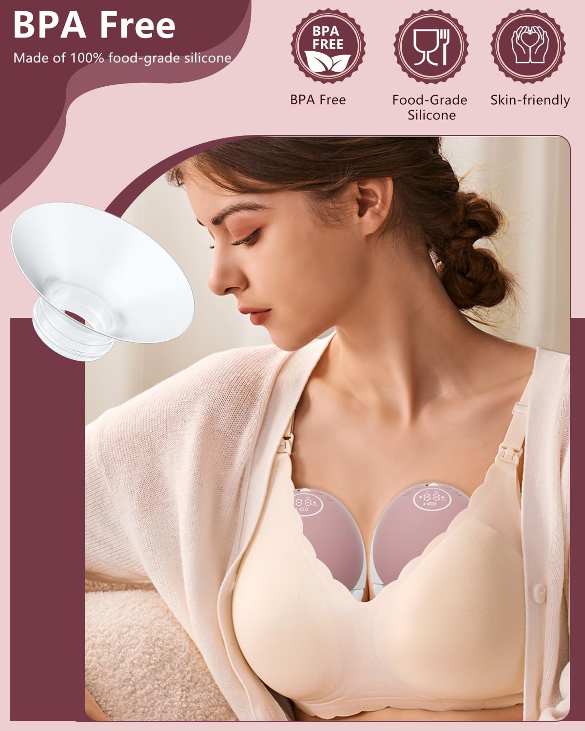 1pcs Breast Pump Flange Insert 18mm Compatible with Momcozy M9/M6/M5/S12 Pro/S9 Pro/V1 Pro/V2 Pro Wearable Breast Pump, Replace for Momcozy Pump Flange Insert, BPA Free, OEM, Not Original Parts
