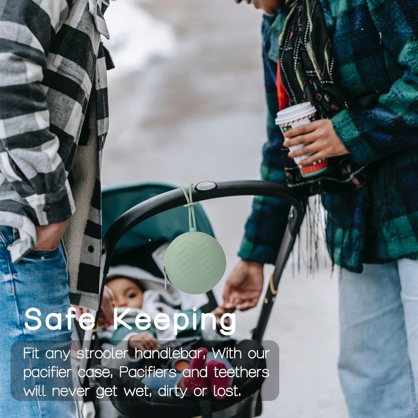 2-Pack Silicone Pacifier Holder Case - BPA-Free Pacifier Holder Pouch for Baby Boys & Girls- Portable & Dishwasher Safe Soother Container for On-The-Go Use (Sage/Tradewinds)