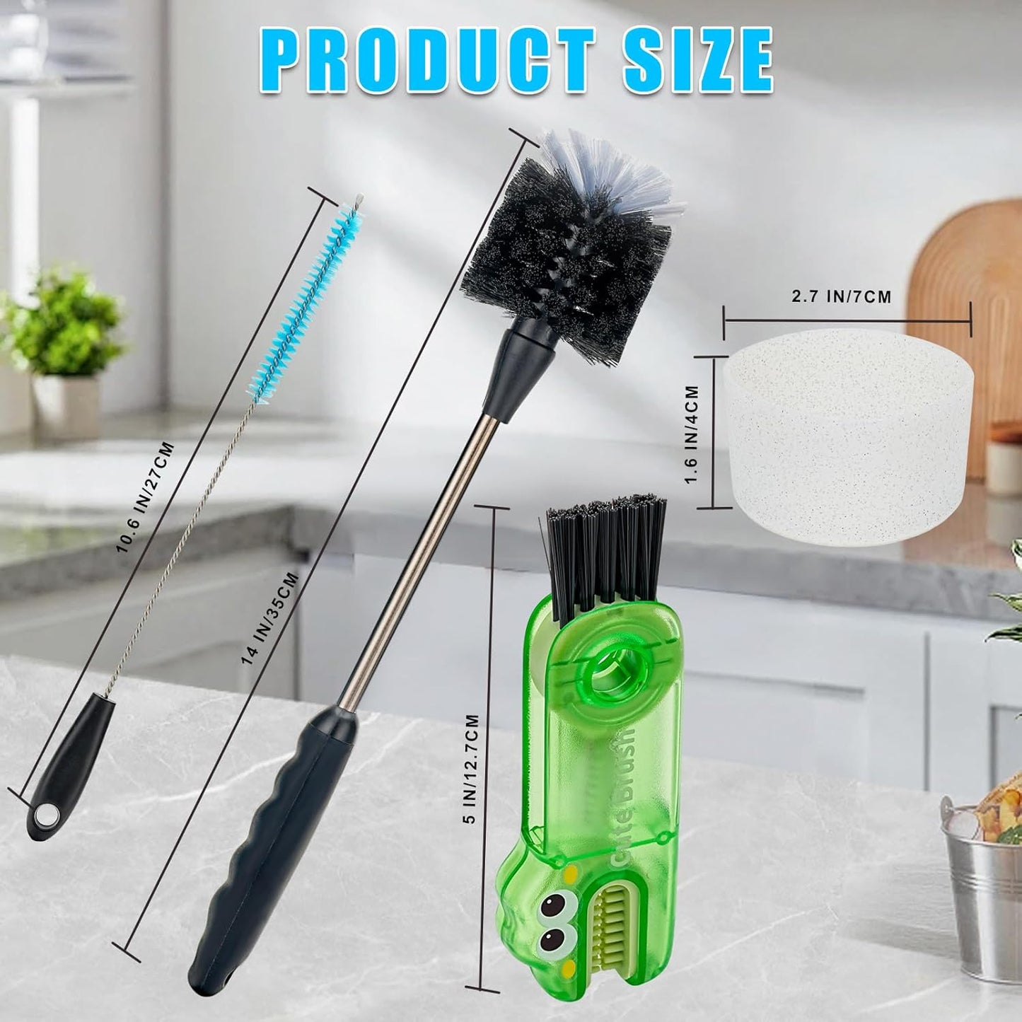 4 Pack Bottle Cleaner Set, Including Long Water Bottle Clean, Straw Clean and 3 in 1 Multi Functions Clean, Suitable for Stanley Cups, Baby Bottles, Travel Mugs, Decanters, Straws