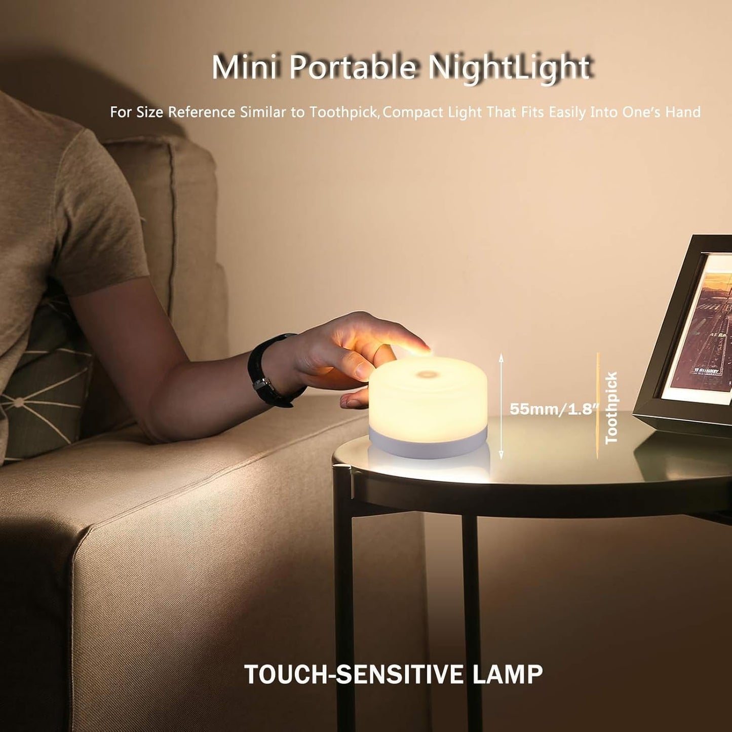 S SELDORAUK Touch Night Lights for Kids with Dimming Function, Rechargeable Nursery Night Light Kit (3000K Warm White 1Pack)