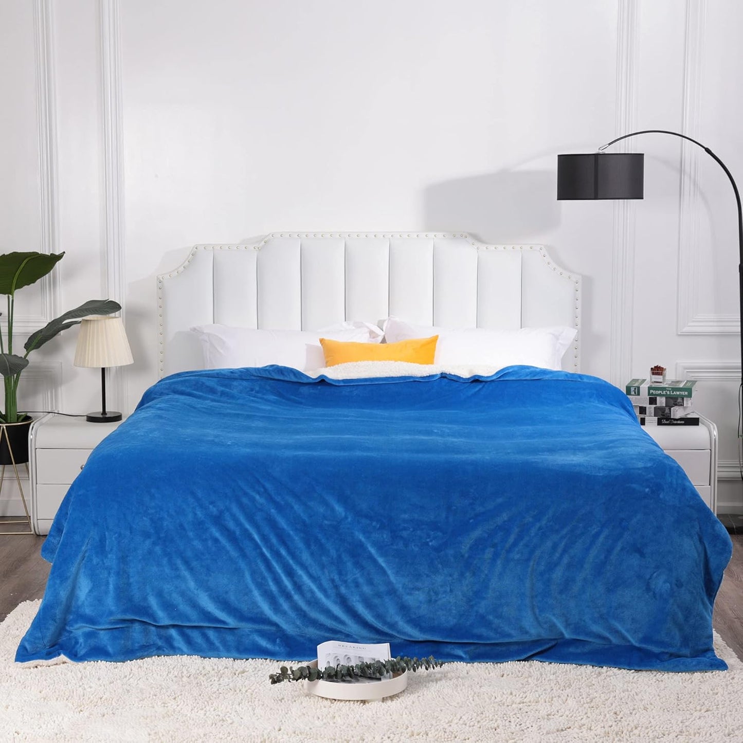 NANPIPER King Size Sherpa Blanket, Soft Fleece Throw for Bed, Reversible Thick Fuzzy Blanket for Winter (Princess Blue, 90x108 inches)