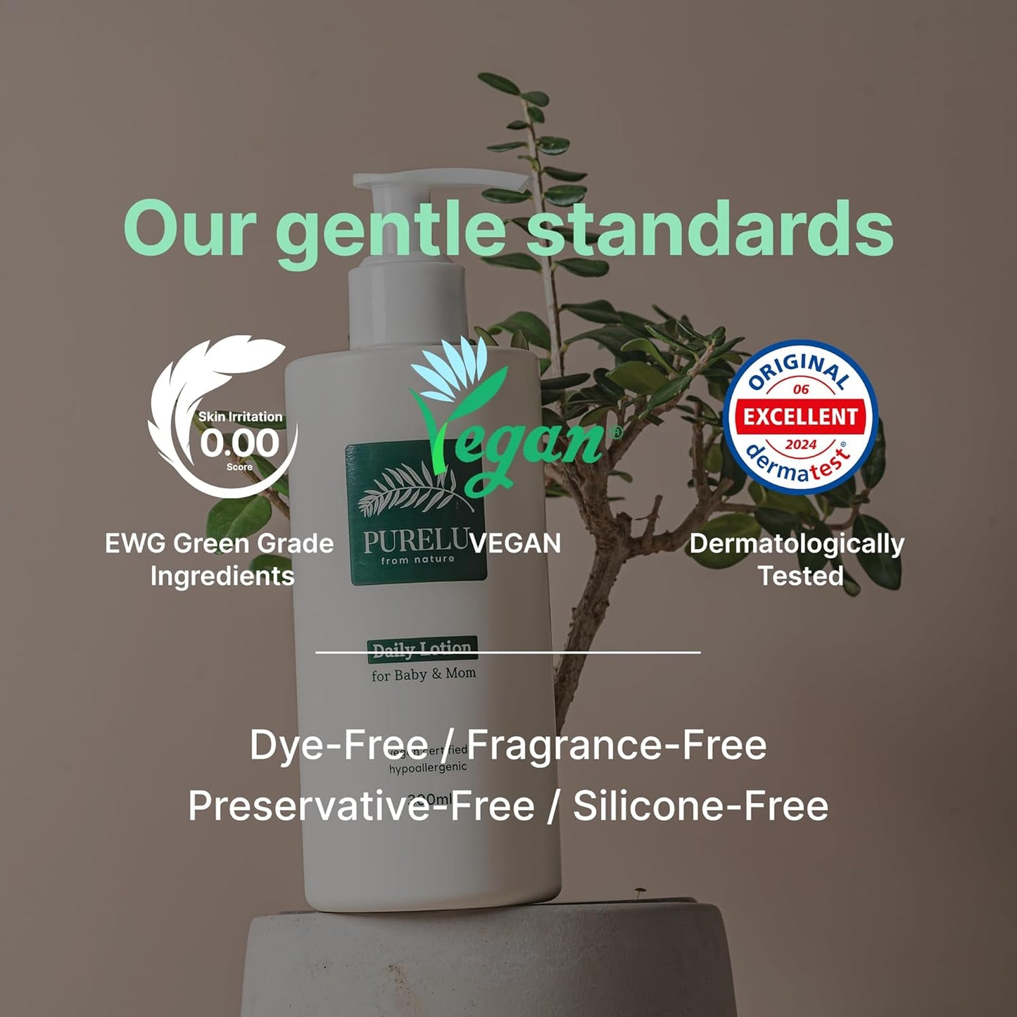 PURELU Baby Lotion For Newborn, Toddler Lotion, Vegan Body Lotion For Sensitive Skin, Baby Skin Care, Hypoallergenic Fragrance Free (10.14 Fl Oz / 300ml)