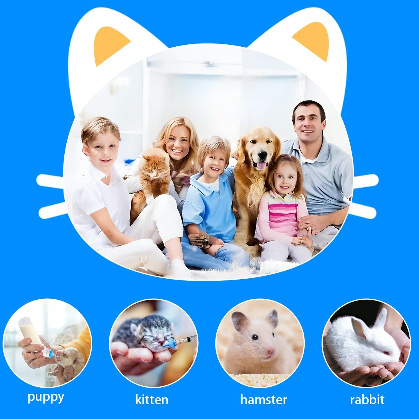 Blue Pet Feeding Silicone Nipple with Bottle for Kittens,Squirrels,Newborn Kittens Puppy Cat or Other Pets