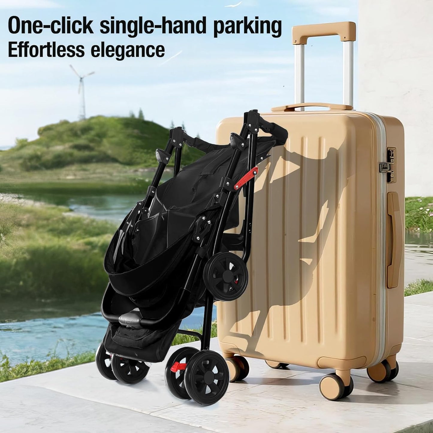 Ultra-Lightweight Stroller at Only 4.6kg, Foldable Compact Pushchair with Lie-Flat Position, Travel Pram from Birth to 40kg, Baby Buggy with Adjustable Backrest, Footrest, Canopy (A8 Grey)