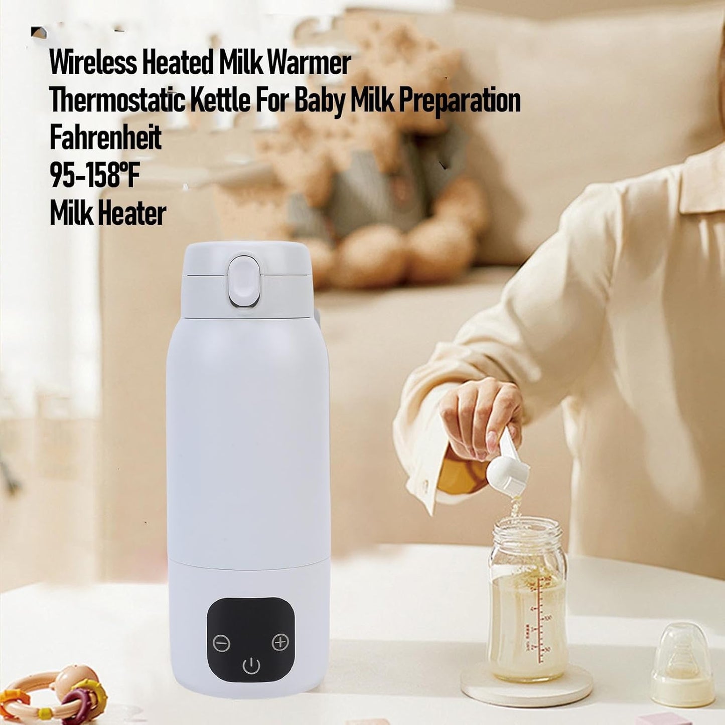 Fafeicy Portable Bottle Warmer, Cordless Baby Milk Warmer 500ML Travel Bottle Heater with 11000mAh Battery, for On The Go Use Heating Milk Anytime