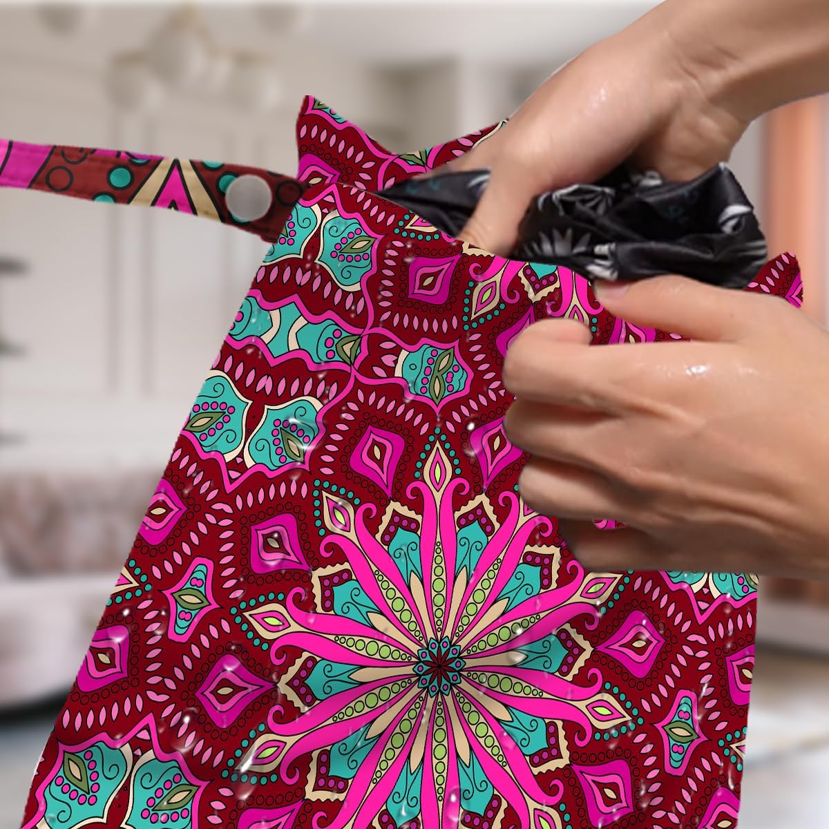 4 Pack Boho Mandala Floral Lover Gift Wet Bag Waterproof Washable Reusable Wet Dry Bag for Swimsuit Clothes Cloth Diaper Travel Pool Yoga Toiletries Gift for Women Sister Bestie Birthday Christmas