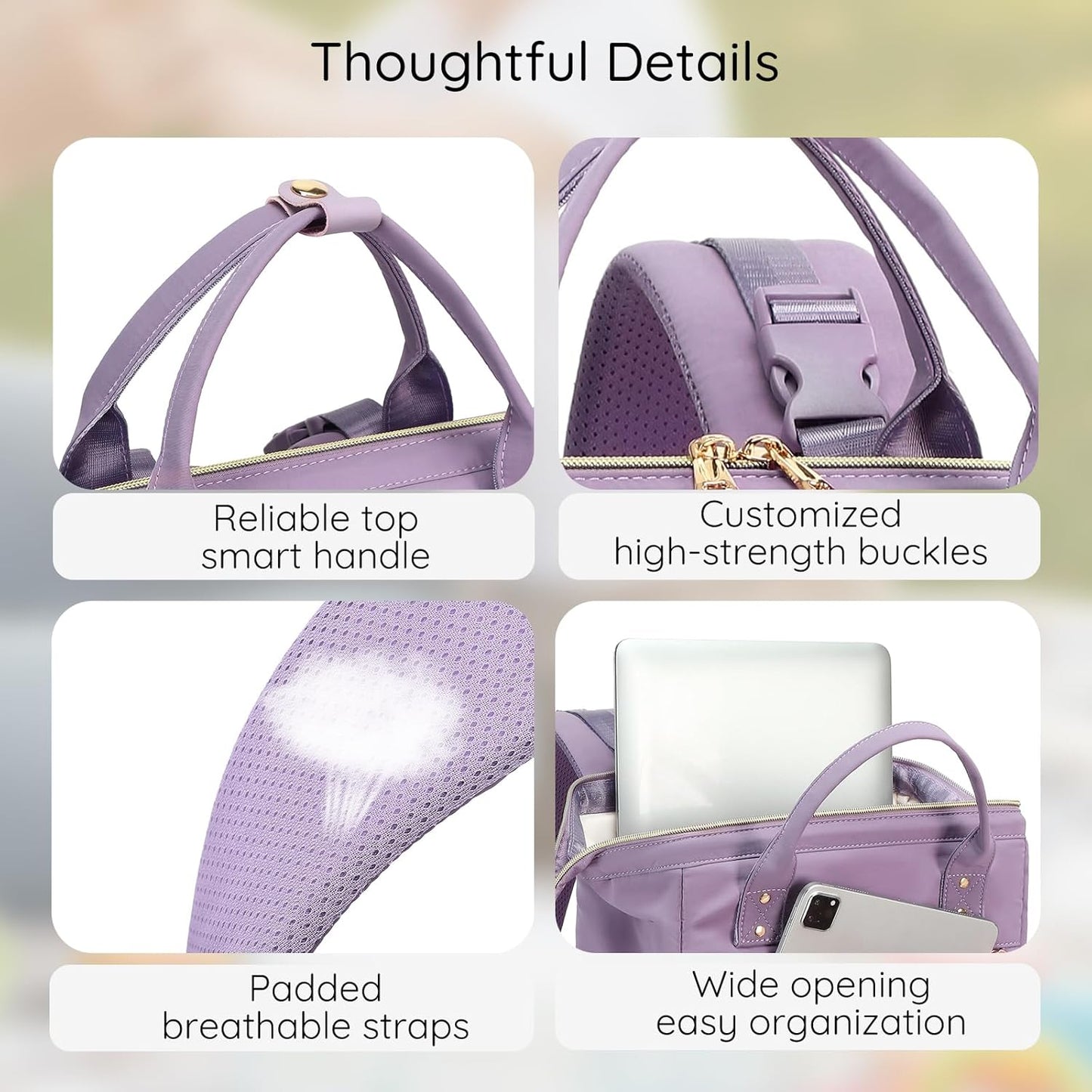 AIJIEKE Diaper Bag, Large Wide-Open Baby Diaper Backpack, Multi-functional Baby Travel Tote Bag, Diaper Bag with Changing Pad, Diaper Bags for Mom & Maternity (Purple)