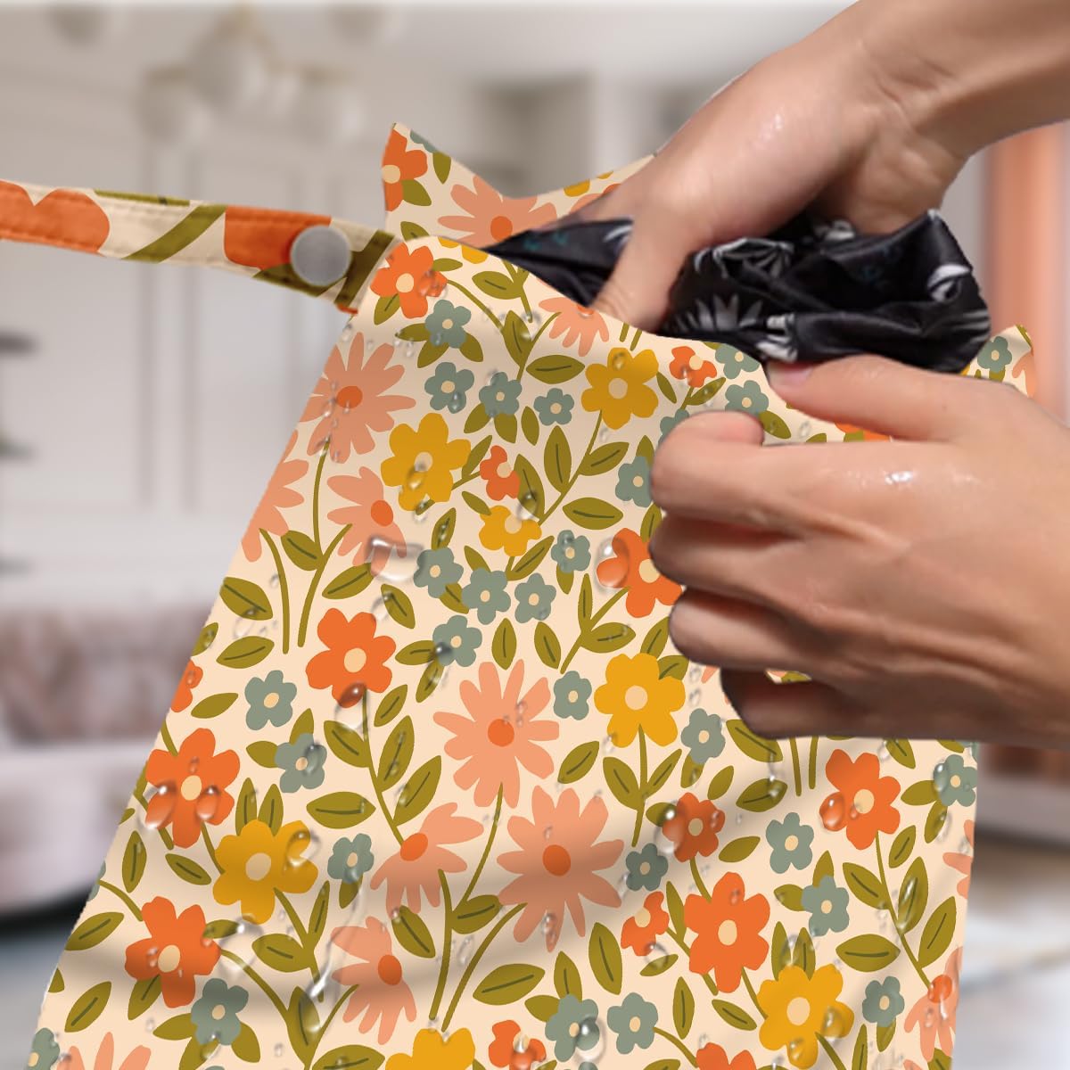 4 Pack Cute Wet Bag Waterproof Washable Reusable Wet Dry Bag for Swimsuit Dirty Clothes Diaper Travel Beach Pool Gym Birthday Bachelorette Party Toiletries Beach Essentials,Forest Fox Flower