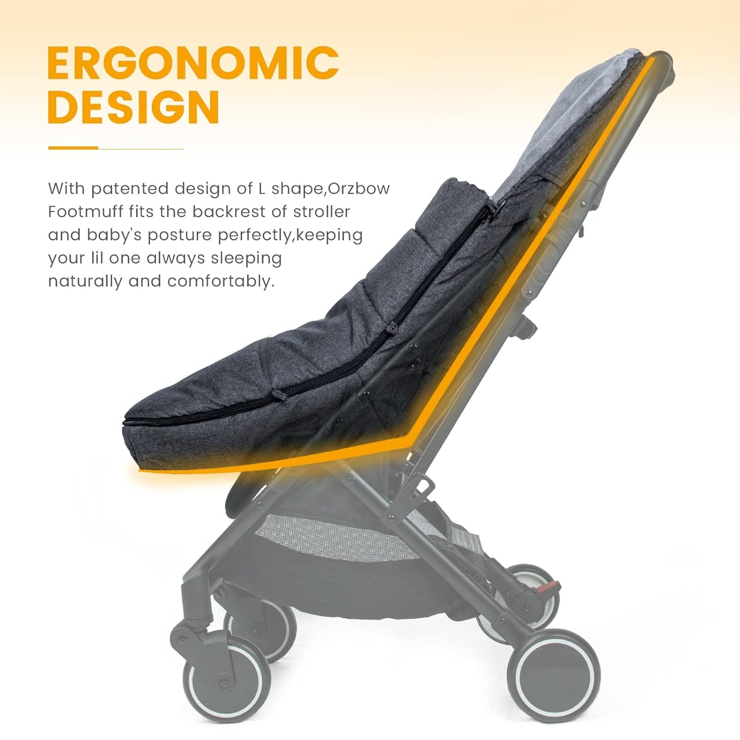 Orzbow Warm Bunting Bag Universal,Stroller Sleeping Bag Cold Weather,Waterproof Toddler Footmuff (Black)