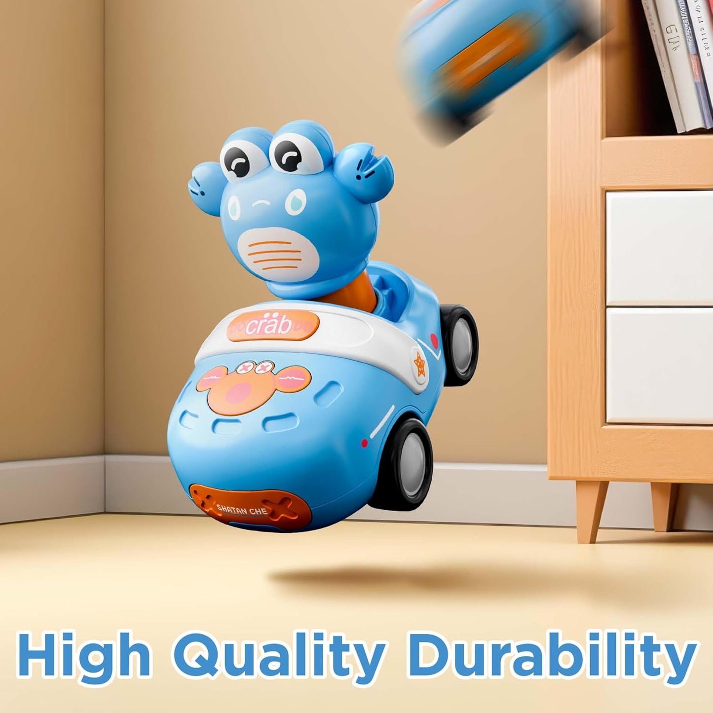 iPlay, iLearn Press to Go Crab Car Toys Set for Toddlers 1-3, Baby Push Go Friction Racing Cars, Infant Play Vehicle Set, 1st Birthday Gift for 12-18-24 Months, 1 2 3 One Yrs Old Boys Girls Child Kid