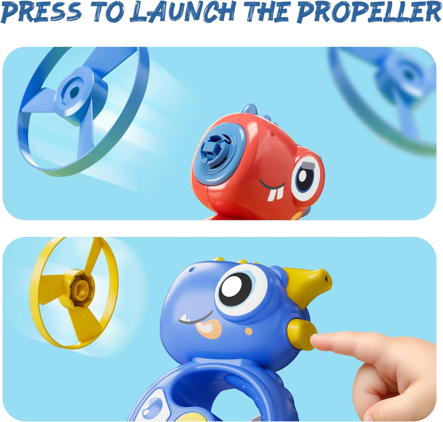 iPlay, iLearn Kids Dinosaur Flying Disc Launcher Toys, Toddler Push Go Friction Dinos Cars, Indoor Outdoor Spinning Top Yard Play Set, Birthday Gift for 12-18 Month, 1 2 3-6 Years Old Boys Girls Child