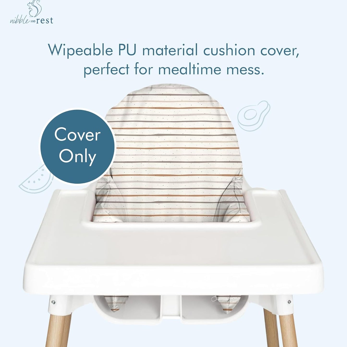 Nibble and Rest Highchair Insert Cover, Compatible for IKEA Antilop Highchair, High Chair Accessories Stain-Proof and Wipeable Insert Cover (Cushion NOT Included)(Bohostripe)