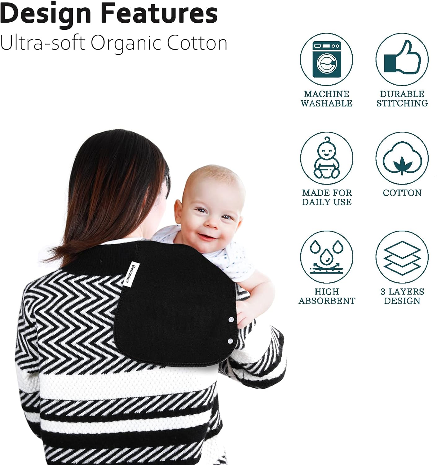 Baby Burp Cloths & Baby Bibs 2-in-1 Design Large Size 3 Layers Thicken Cotton Super Absorbent and Soft Baby Spit Up Burping Rags Baby Burp Cloth Set for Boys and Girls Solid 12 Pack