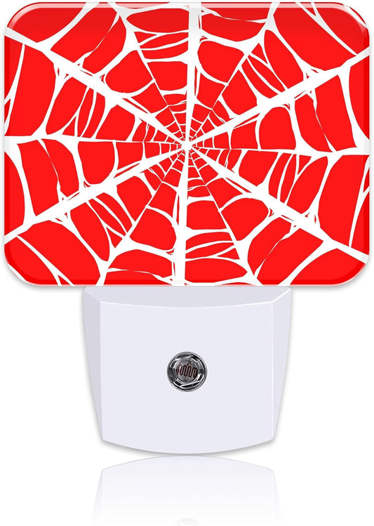 White Spider Web Night Light for Kids, Spider Web LED Night Light Plug into Wall with Dusk to Dawn Sensor for Girls Boys Women Men Room, Hallway, Kitchen, Bathroom, Stairs Decor