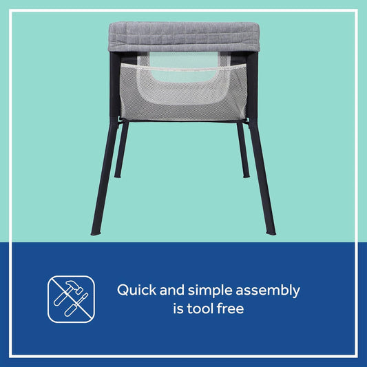 SEALY BABY Cozy Soft Breathable Bassinet & Bedside Sleeper Bed, Lightweight Airy Mesh Newborn Crib, Safe & Comfortable for Room Sharing, Storage Pocket, Tool-Free Assembly