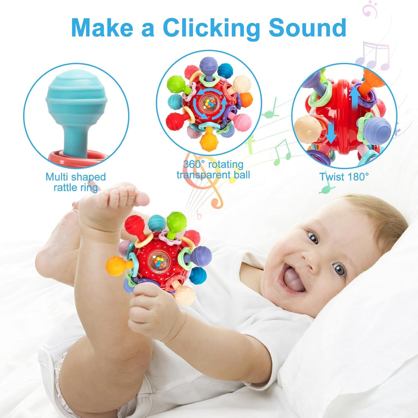 Baby Montessori Sensory Toys for 0-6 6-12 Months, Baby Teether Teething Toys for Babies 0 3 6 9 12 18 Months, Newborn Infant Learning Developmental Toys Gifts for 1 2 Year Old Boys Girls